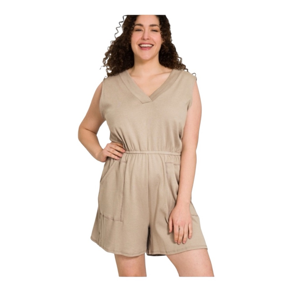 NWOT Zenana Women’s Size 2X Sleeveless Romper